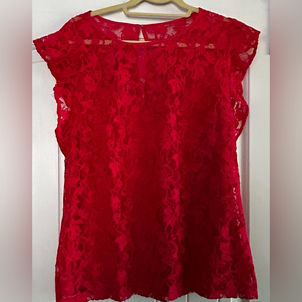NWT WHBM Cap Sleeve Lace Blouse Size 14